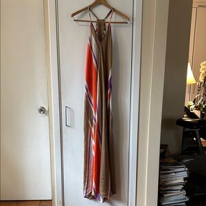 Vintage Ramona LaRue by Arianne Striped Maxi Dress in Orange, Purple, White S